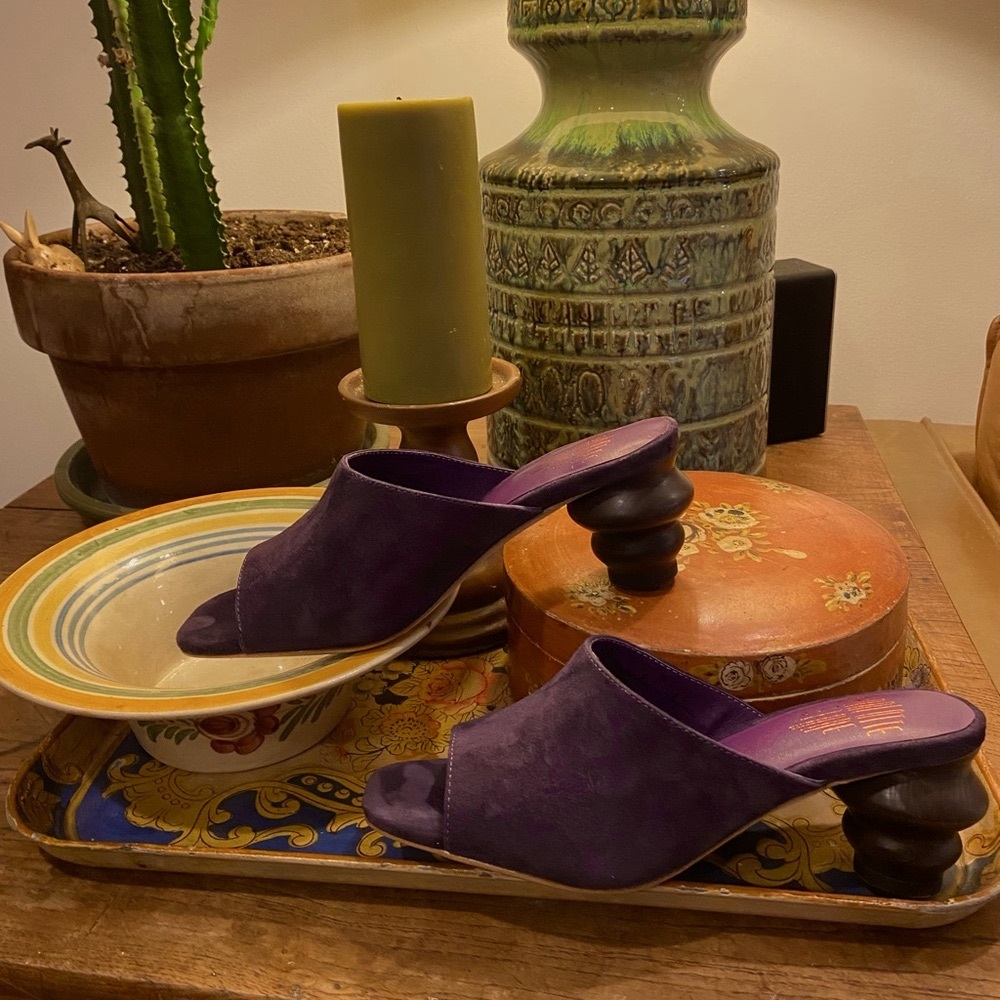 Charlotte Stone Durham slides/miles with wooden heel | Sz 6 | Plum